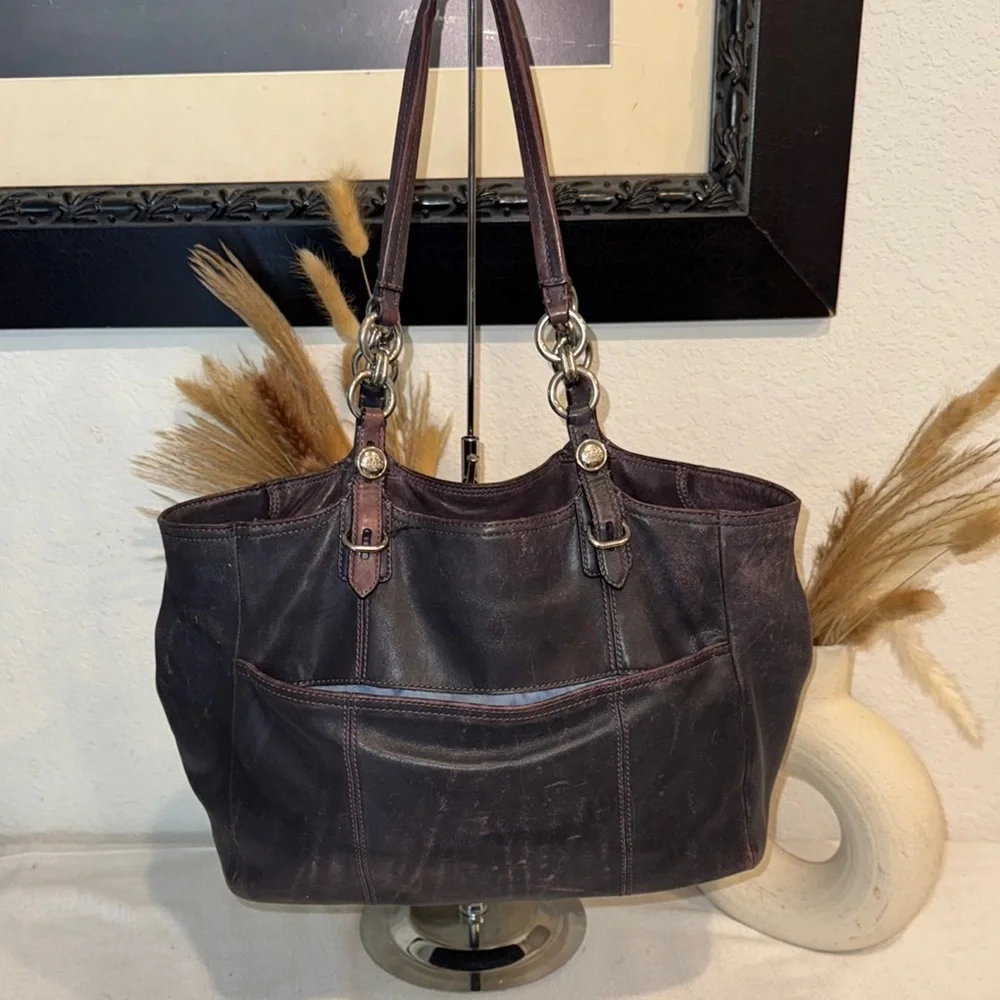 Authentic Coach Edie Shoulder Leather Bag - Picture 4 of 10